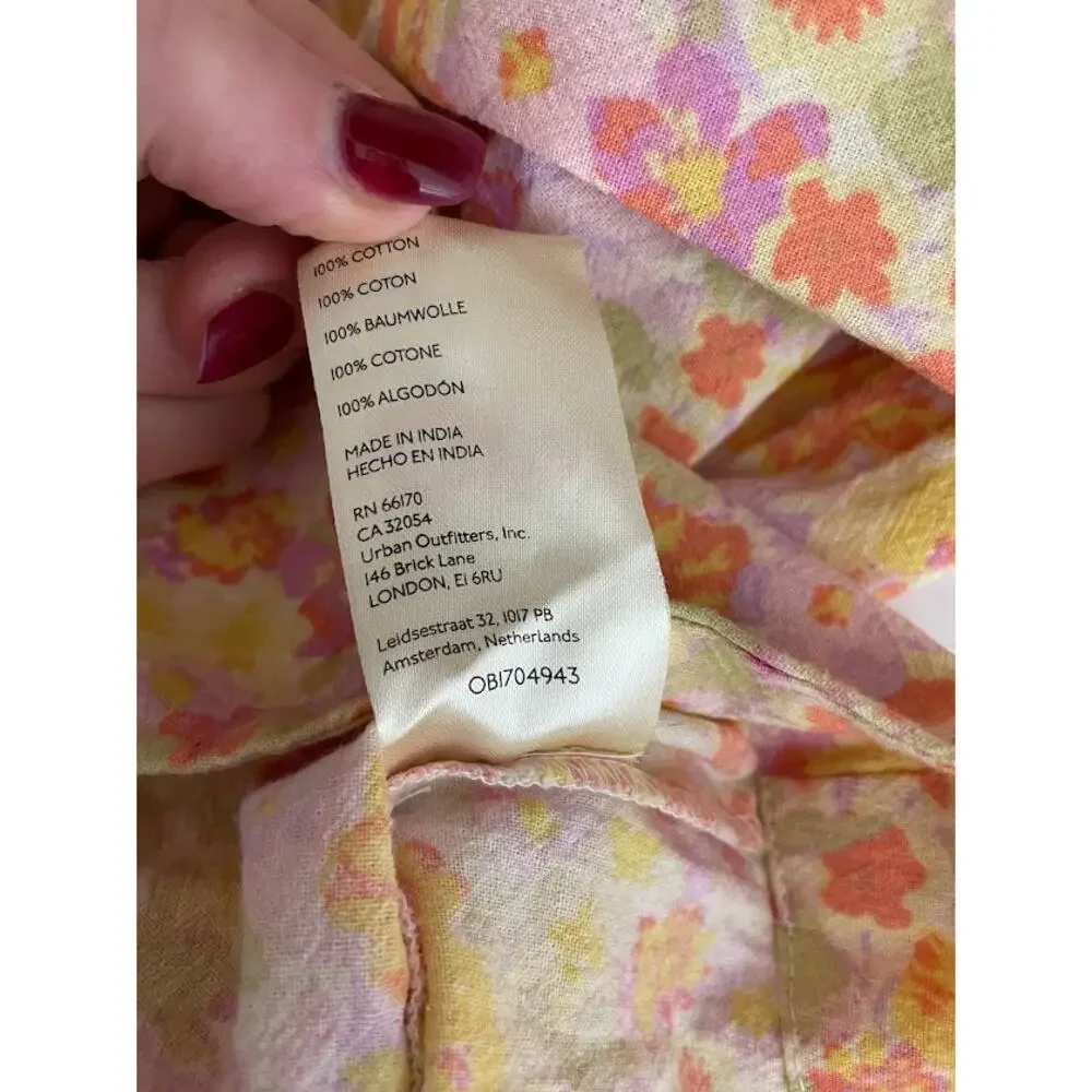 Free People Pastel Floral Off-Shoulder Button Front Top